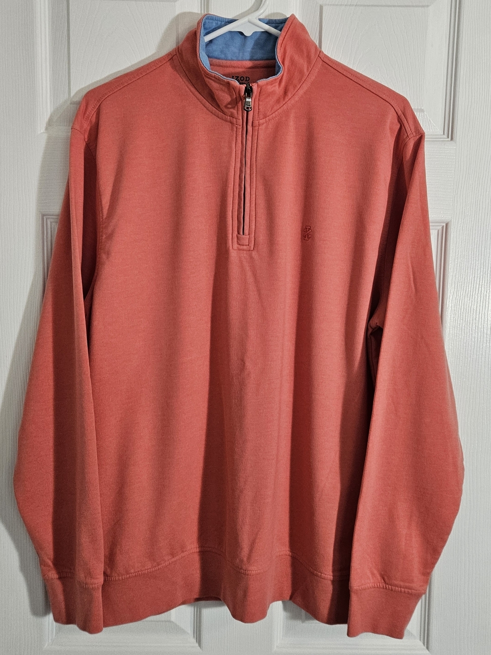 Izod Saltwater Men's Medium Coral Quarter-Zip Pullover Relaxed Fit